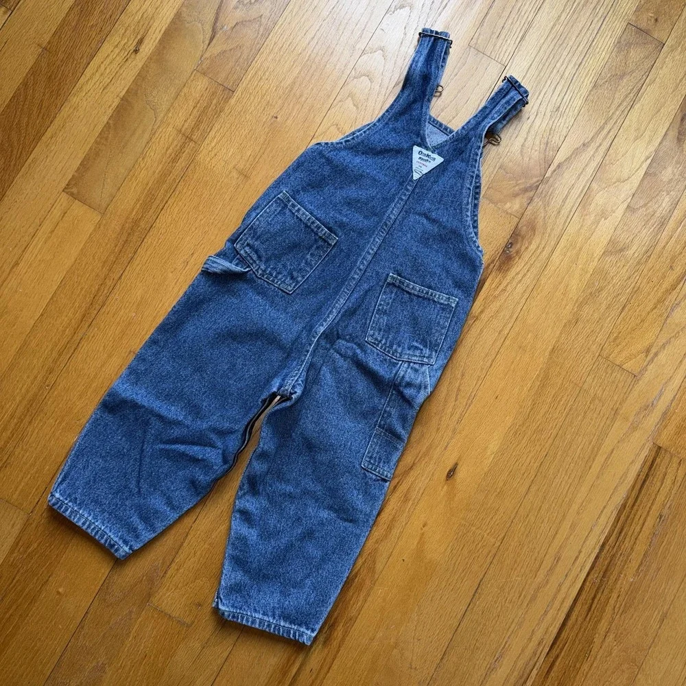 Vintage OshKosh B'gosh Overalls 3T Blue Denim Adjustable Strap Snap Legs Utility
